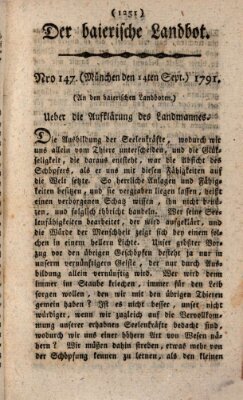 Der baierische Landbot Mittwoch 14. September 1791