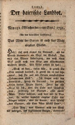 Der baierische Landbot Mittwoch 21. September 1791