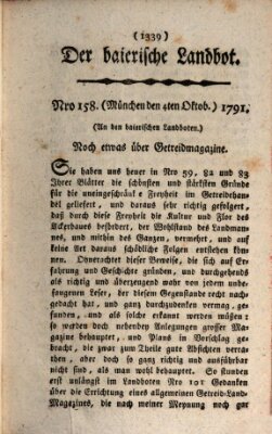 Der baierische Landbot Dienstag 4. Oktober 1791