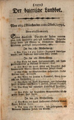 Der baierische Landbot Mittwoch 12. Oktober 1791