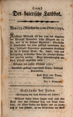 Der baierische Landbot Sonntag 30. Oktober 1791