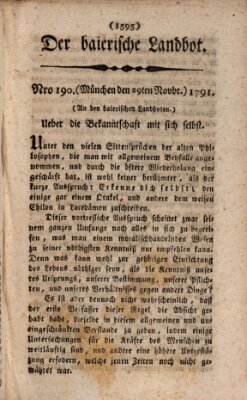 Der baierische Landbot Dienstag 29. November 1791