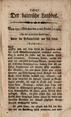 Der baierische Landbot Mittwoch 30. November 1791