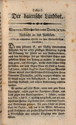 Der baierische Landbot Dienstag 20. Dezember 1791