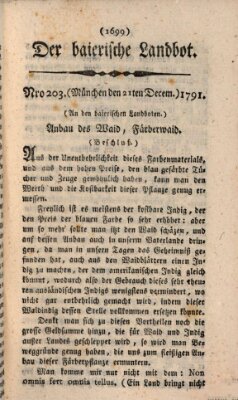 Der baierische Landbot Mittwoch 21. Dezember 1791