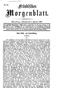 Fränkisches Morgenblatt Mittwoch 1. Februar 1865