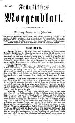 Fränkisches Morgenblatt Samstag 25. Februar 1865