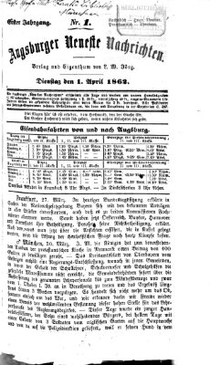 Augsburger neueste Nachrichten Dienstag 1. April 1862