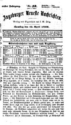 Augsburger neueste Nachrichten Samstag 12. April 1862