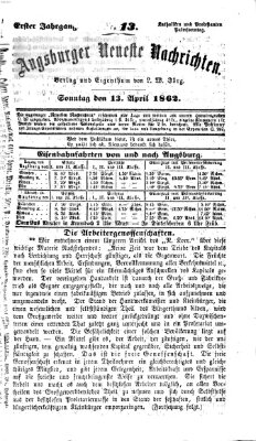 Augsburger neueste Nachrichten Sonntag 13. April 1862