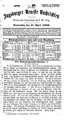 Augsburger neueste Nachrichten Donnerstag 17. April 1862