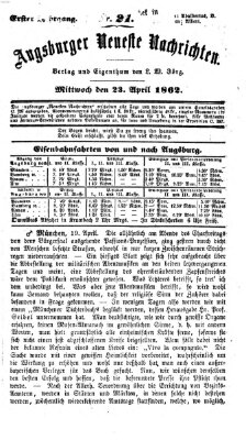 Augsburger neueste Nachrichten Mittwoch 23. April 1862