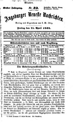 Augsburger neueste Nachrichten Freitag 25. April 1862