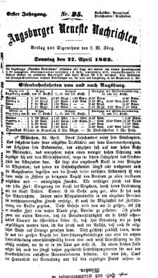 Augsburger neueste Nachrichten Sonntag 27. April 1862