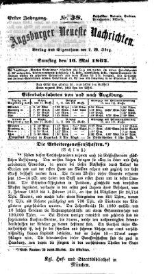 Augsburger neueste Nachrichten Samstag 10. Mai 1862