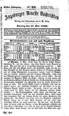 Augsburger neueste Nachrichten Sonntag 11. Mai 1862