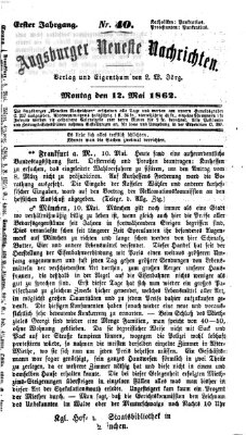 Augsburger neueste Nachrichten Montag 12. Mai 1862