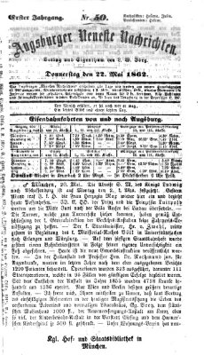 Augsburger neueste Nachrichten Donnerstag 22. Mai 1862