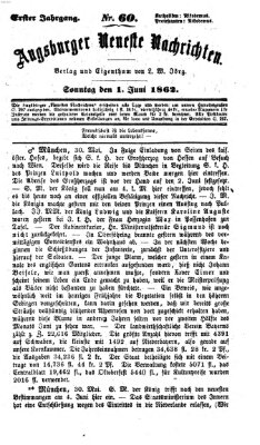 Augsburger neueste Nachrichten Sonntag 1. Juni 1862