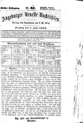 Augsburger neueste Nachrichten Dienstag 3. Juni 1862