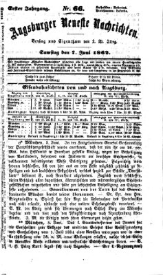 Augsburger neueste Nachrichten Samstag 7. Juni 1862