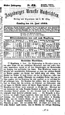 Augsburger neueste Nachrichten Samstag 14. Juni 1862