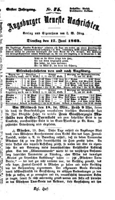 Augsburger neueste Nachrichten Dienstag 17. Juni 1862