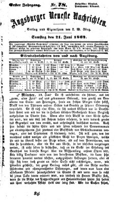 Augsburger neueste Nachrichten Samstag 21. Juni 1862