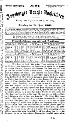 Augsburger neueste Nachrichten Dienstag 24. Juni 1862