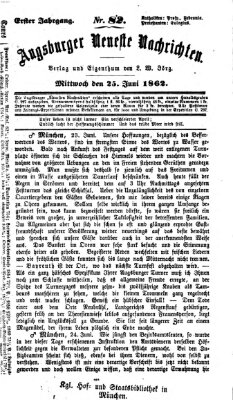 Augsburger neueste Nachrichten Mittwoch 25. Juni 1862