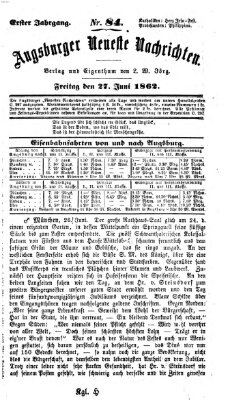 Augsburger neueste Nachrichten Freitag 27. Juni 1862