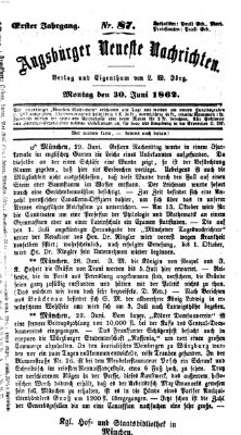 Augsburger neueste Nachrichten Montag 30. Juni 1862