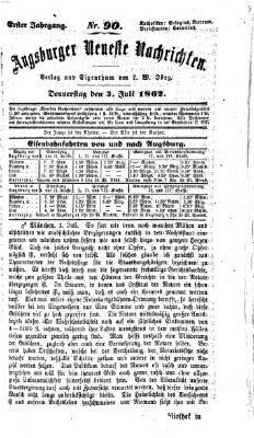 Augsburger neueste Nachrichten Donnerstag 3. Juli 1862