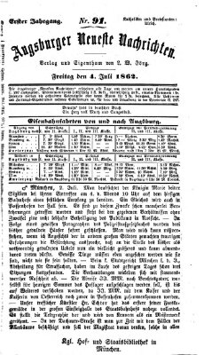 Augsburger neueste Nachrichten Freitag 4. Juli 1862