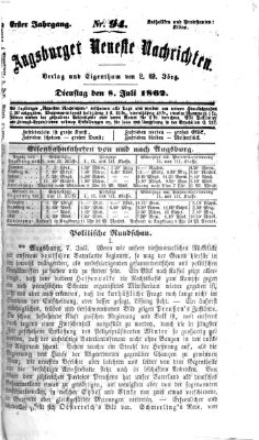 Augsburger neueste Nachrichten Dienstag 8. Juli 1862