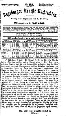 Augsburger neueste Nachrichten Mittwoch 9. Juli 1862