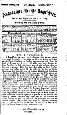 Augsburger neueste Nachrichten Sonntag 20. Juli 1862