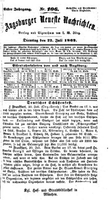 Augsburger neueste Nachrichten Dienstag 22. Juli 1862