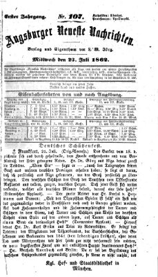 Augsburger neueste Nachrichten Mittwoch 23. Juli 1862