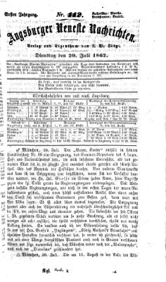 Augsburger neueste Nachrichten Dienstag 29. Juli 1862