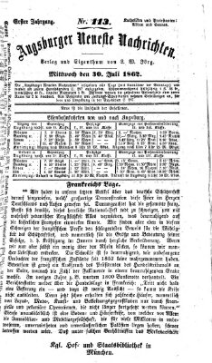 Augsburger neueste Nachrichten Mittwoch 30. Juli 1862