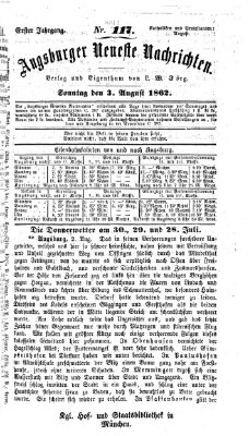 Augsburger neueste Nachrichten Sonntag 3. August 1862