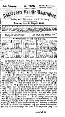 Augsburger neueste Nachrichten Dienstag 5. August 1862