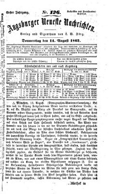 Augsburger neueste Nachrichten Donnerstag 14. August 1862