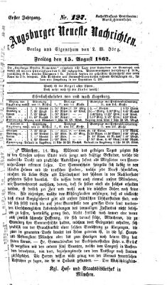 Augsburger neueste Nachrichten Freitag 15. August 1862