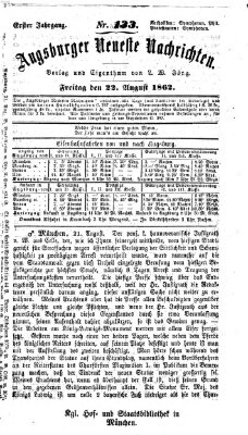 Augsburger neueste Nachrichten Freitag 22. August 1862