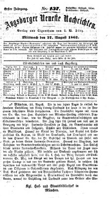 Augsburger neueste Nachrichten Mittwoch 27. August 1862