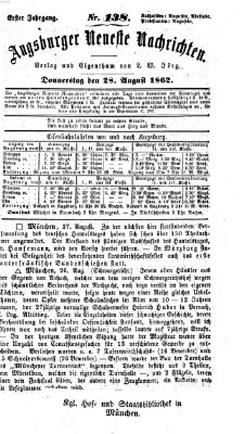 Augsburger neueste Nachrichten Donnerstag 28. August 1862