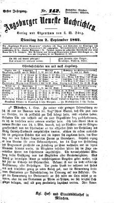 Augsburger neueste Nachrichten Dienstag 2. September 1862