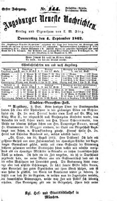 Augsburger neueste Nachrichten Donnerstag 4. September 1862